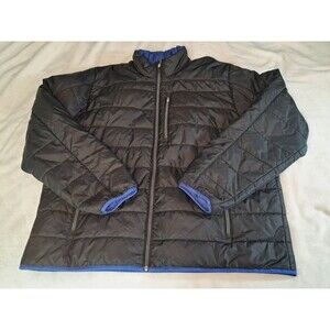 Lands' End Quilted Puffer Jacket Primaloft Black Blue SMALL FLAW Size XXL 50-52